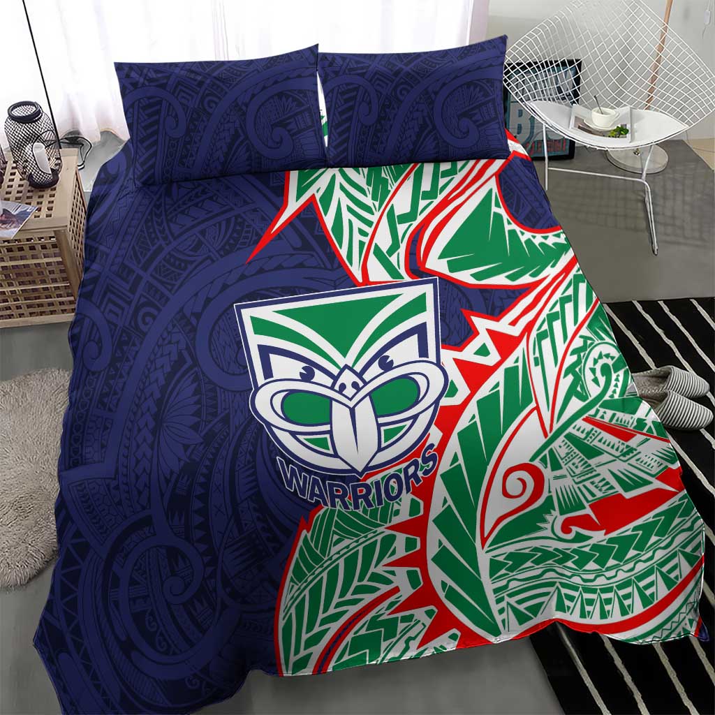 New Zealand Warriors Bedding Set Polynesian Tribal Tattoo Pacific Sport Art