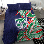 New Zealand Warriors Bedding Set Polynesian Tribal Tattoo Pacific Sport Art