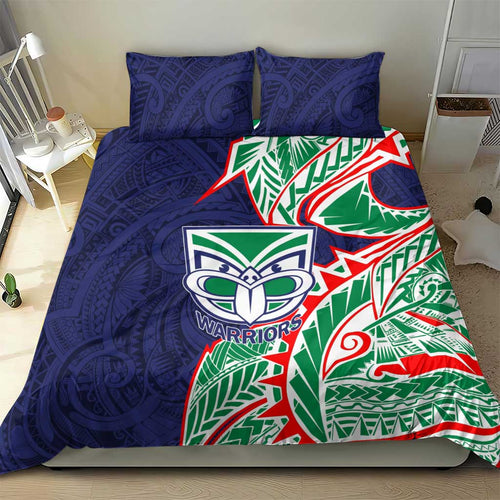 New Zealand Warriors Bedding Set Polynesian Tribal Tattoo Pacific Sport Art