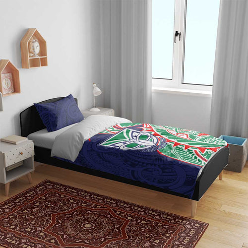 New Zealand Warriors Bedding Set Polynesian Tribal Tattoo Pacific Sport Art