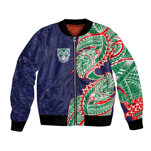 New Zealand Warriors Bomber Jacket Polynesian Tribal Tattoo Pacific Sport Art