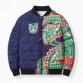 New Zealand Warriors Bomber Puffer Jacket Polynesian Tribal Tattoo Pacific Sport Art