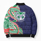 New Zealand Warriors Bomber Puffer Jacket Polynesian Tribal Tattoo Pacific Sport Art