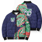 New Zealand Warriors Bomber Puffer Jacket Polynesian Tribal Tattoo Pacific Sport Art
