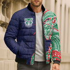 New Zealand Warriors Bomber Puffer Jacket Polynesian Tribal Tattoo Pacific Sport Art
