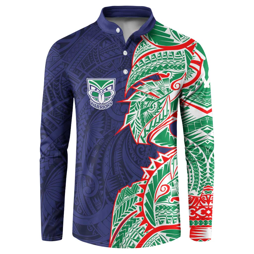 New Zealand Warriors Button Sweatshirt Polynesian Tribal Tattoo Pacific Sport Art