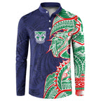 New Zealand Warriors Button Sweatshirt Polynesian Tribal Tattoo Pacific Sport Art