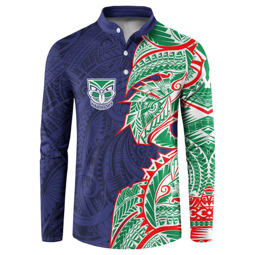 New Zealand Warriors Button Sweatshirt Polynesian Tribal Tattoo Pacific Sport Art