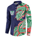 New Zealand Warriors Button Sweatshirt Polynesian Tribal Tattoo Pacific Sport Art