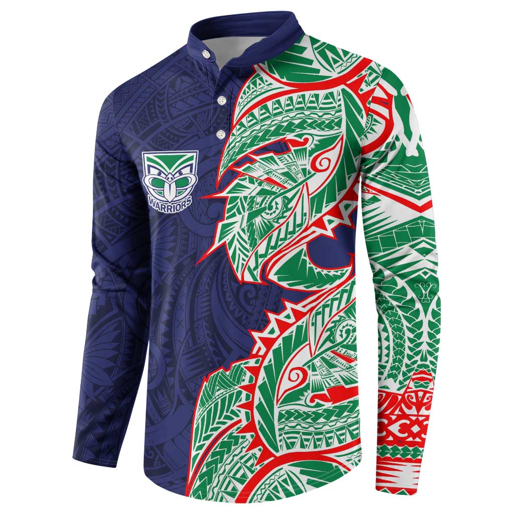 New Zealand Warriors Button Sweatshirt Polynesian Tribal Tattoo Pacific Sport Art