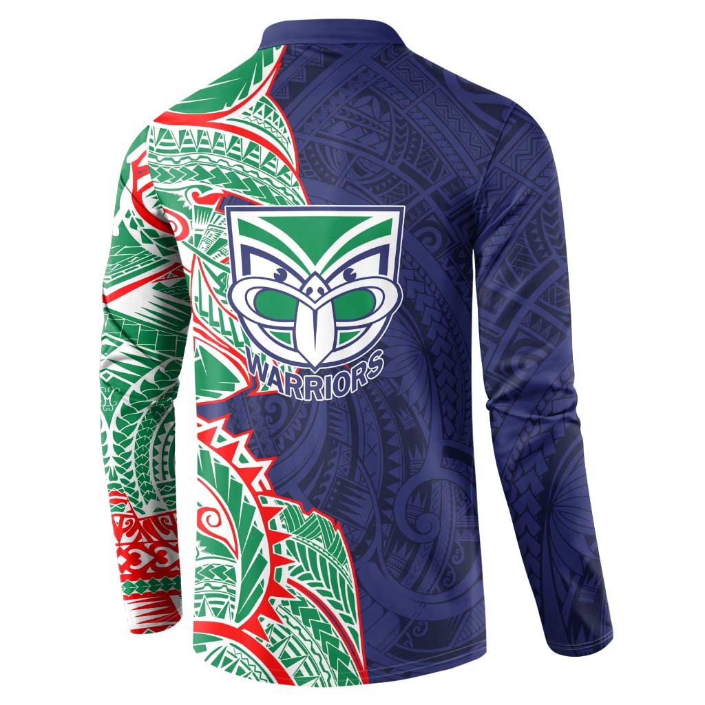 New Zealand Warriors Button Sweatshirt Polynesian Tribal Tattoo Pacific Sport Art