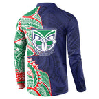 New Zealand Warriors Button Sweatshirt Polynesian Tribal Tattoo Pacific Sport Art