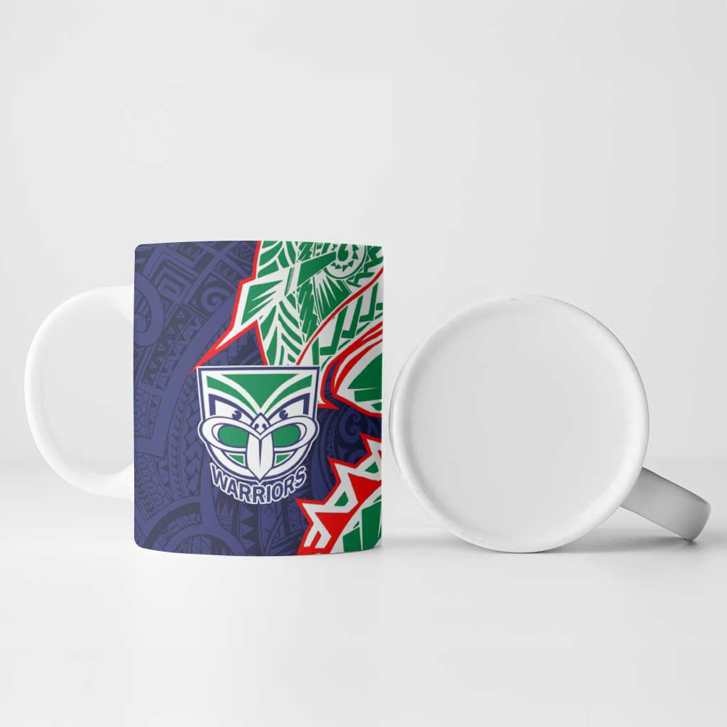 New Zealand Warriors Ceramic Mug Polynesian Tribal Tattoo Pacific Sport Art