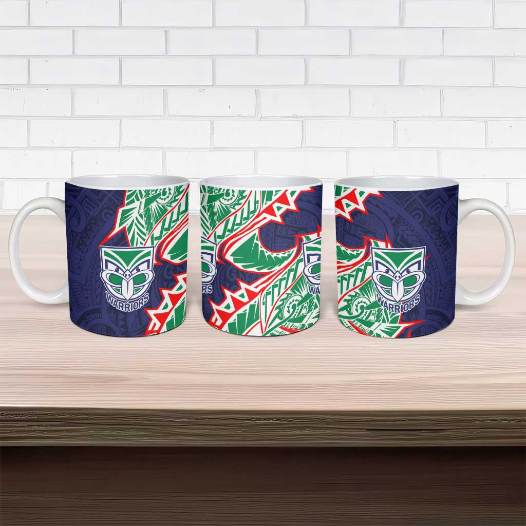New Zealand Warriors Ceramic Mug Polynesian Tribal Tattoo Pacific Sport Art