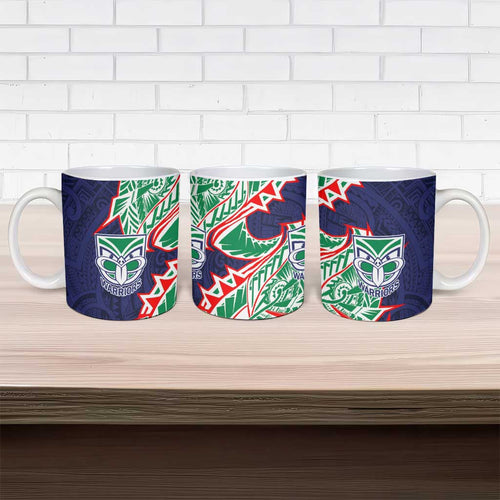 New Zealand Warriors Ceramic Mug Polynesian Tribal Tattoo Pacific Sport Art