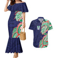 New Zealand Warriors Couples Matching Mermaid Dress and Hawaiian Shirt Polynesian Tribal Tattoo Pacific Sport Art