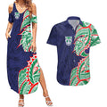 New Zealand Warriors Couples Matching Summer Maxi Dress and Hawaiian Shirt Polynesian Tribal Tattoo Pacific Sport Art
