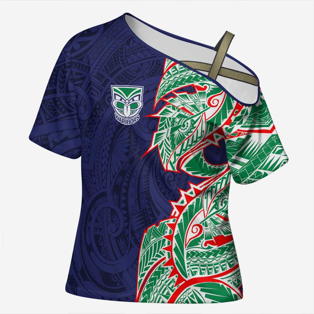 New Zealand Warriors Cross Shoulder Shirt Polynesian Tribal Tattoo Pacific Sport Art