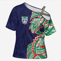 New Zealand Warriors Cross Shoulder Shirt Polynesian Tribal Tattoo Pacific Sport Art