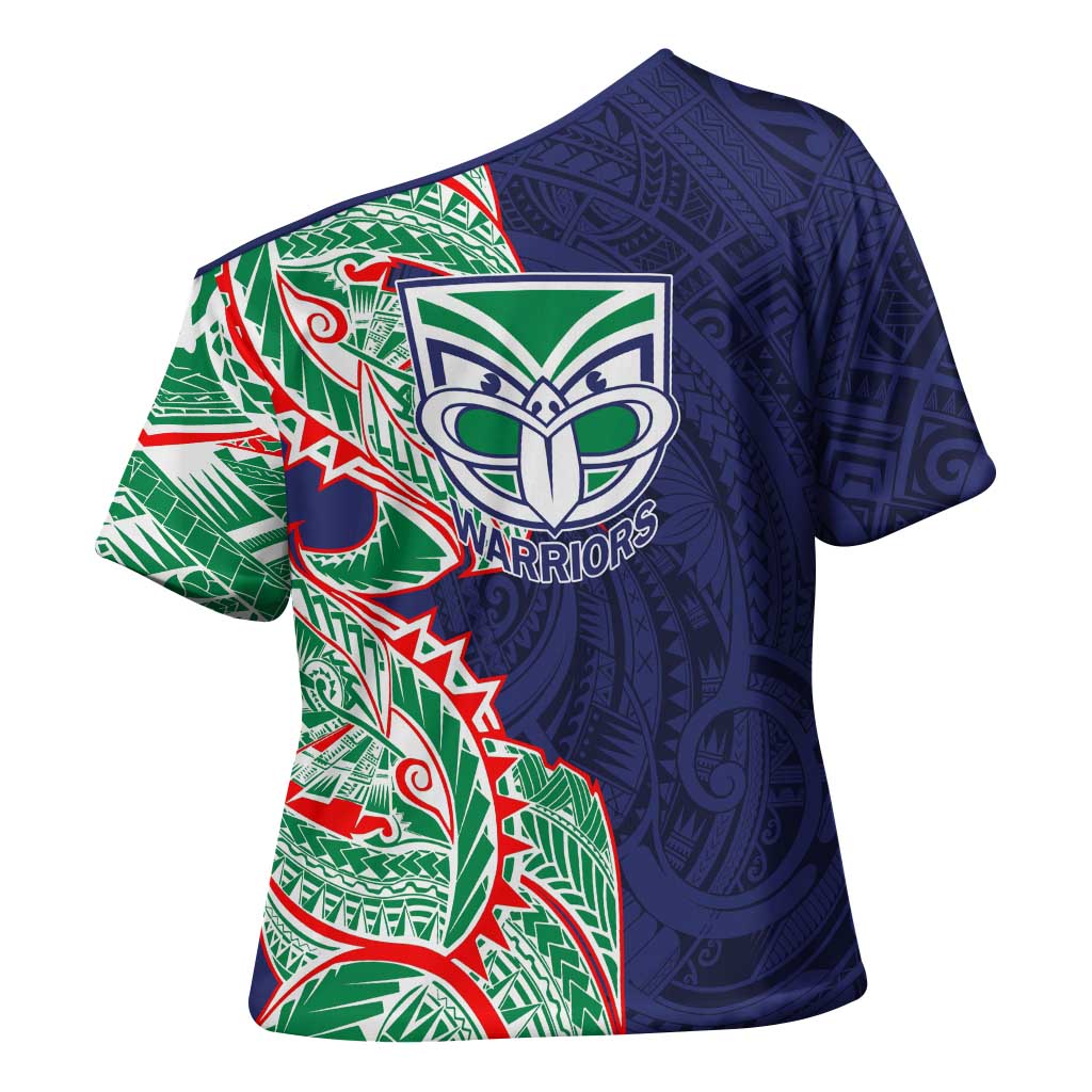 New Zealand Warriors Cross Shoulder Shirt Polynesian Tribal Tattoo Pacific Sport Art