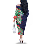 New Zealand Warriors Family Matching Off The Shoulder Long Sleeve Dress and Hawaiian Shirt Polynesian Tribal Tattoo Pacific Sport Art