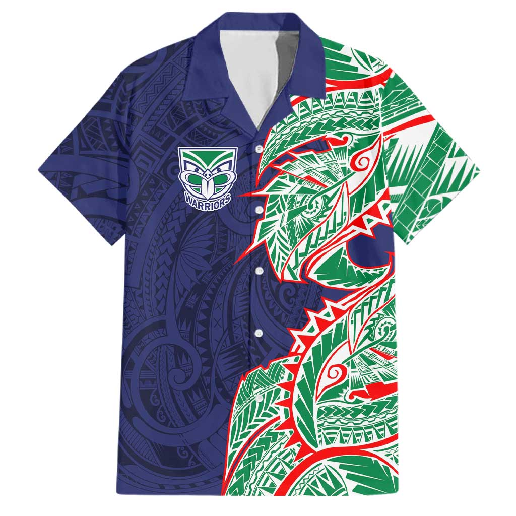 New Zealand Warriors Family Matching Off Shoulder Maxi Dress and Hawaiian Shirt Polynesian Tribal Tattoo Pacific Sport Art