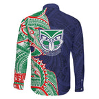 New Zealand Warriors Family Matching Off Shoulder Maxi Dress and Hawaiian Shirt Polynesian Tribal Tattoo Pacific Sport Art