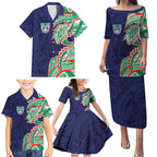 New Zealand Warriors Family Matching Puletasi and Hawaiian Shirt Polynesian Tribal Tattoo Pacific Sport Art
