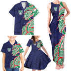 New Zealand Warriors Family Matching Tank Maxi Dress and Hawaiian Shirt Polynesian Tribal Tattoo Pacific Sport Art