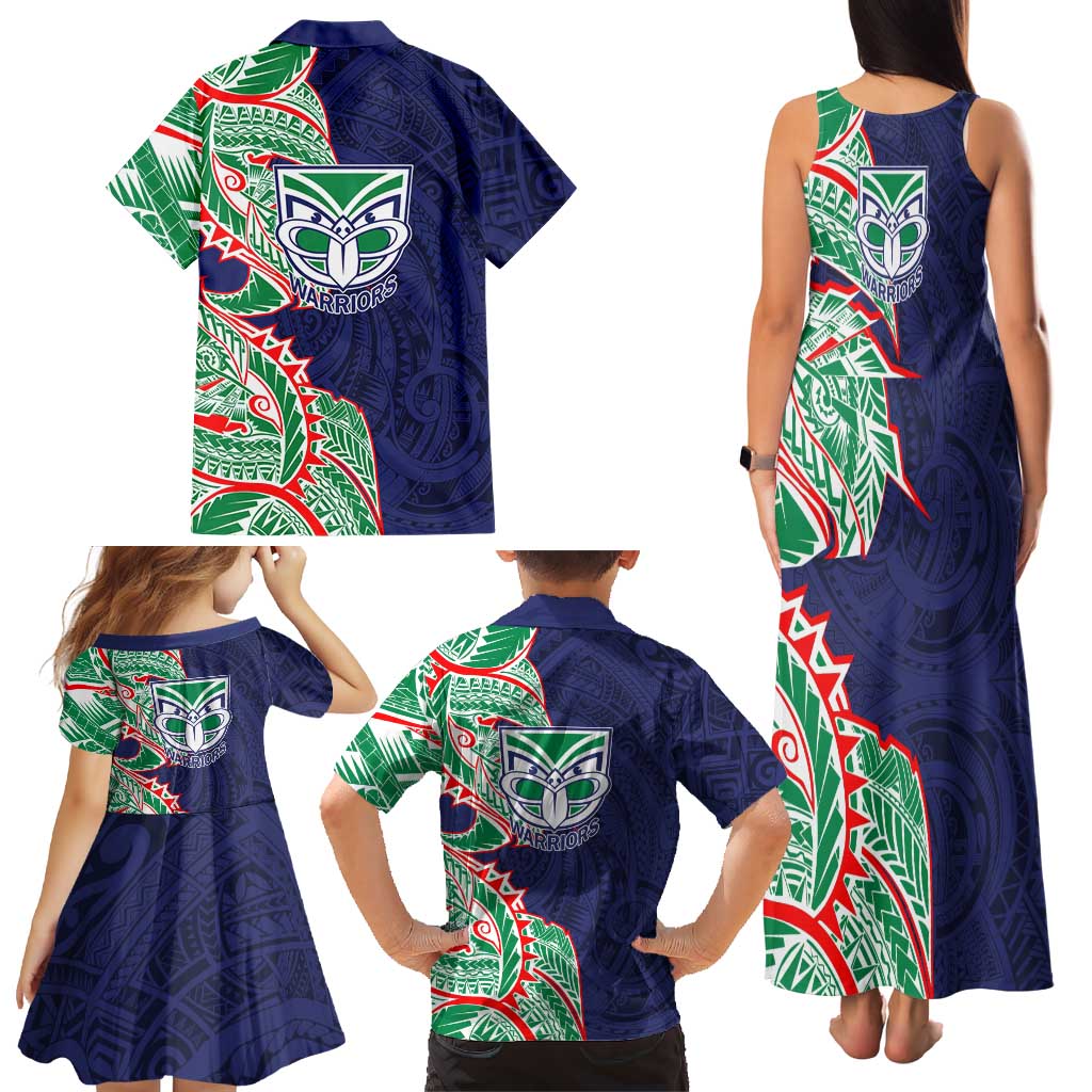 New Zealand Warriors Family Matching Tank Maxi Dress and Hawaiian Shirt Polynesian Tribal Tattoo Pacific Sport Art