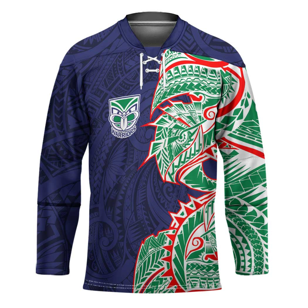 New Zealand Warriors Hockey Jersey Polynesian Tribal Tattoo Pacific Sport Art