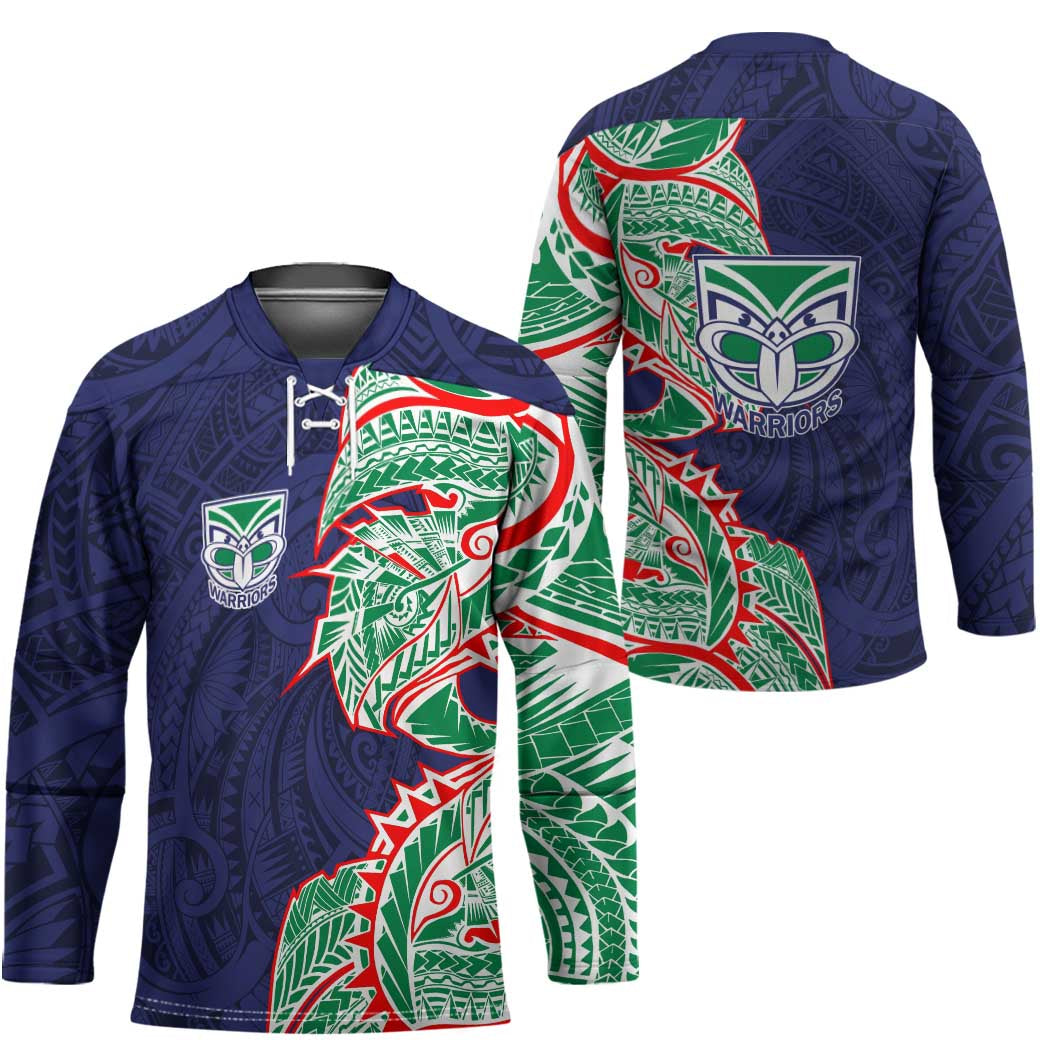 New Zealand Warriors Hockey Jersey Polynesian Tribal Tattoo Pacific Sport Art