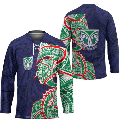 New Zealand Warriors Hockey Jersey Polynesian Tribal Tattoo Pacific Sport Art