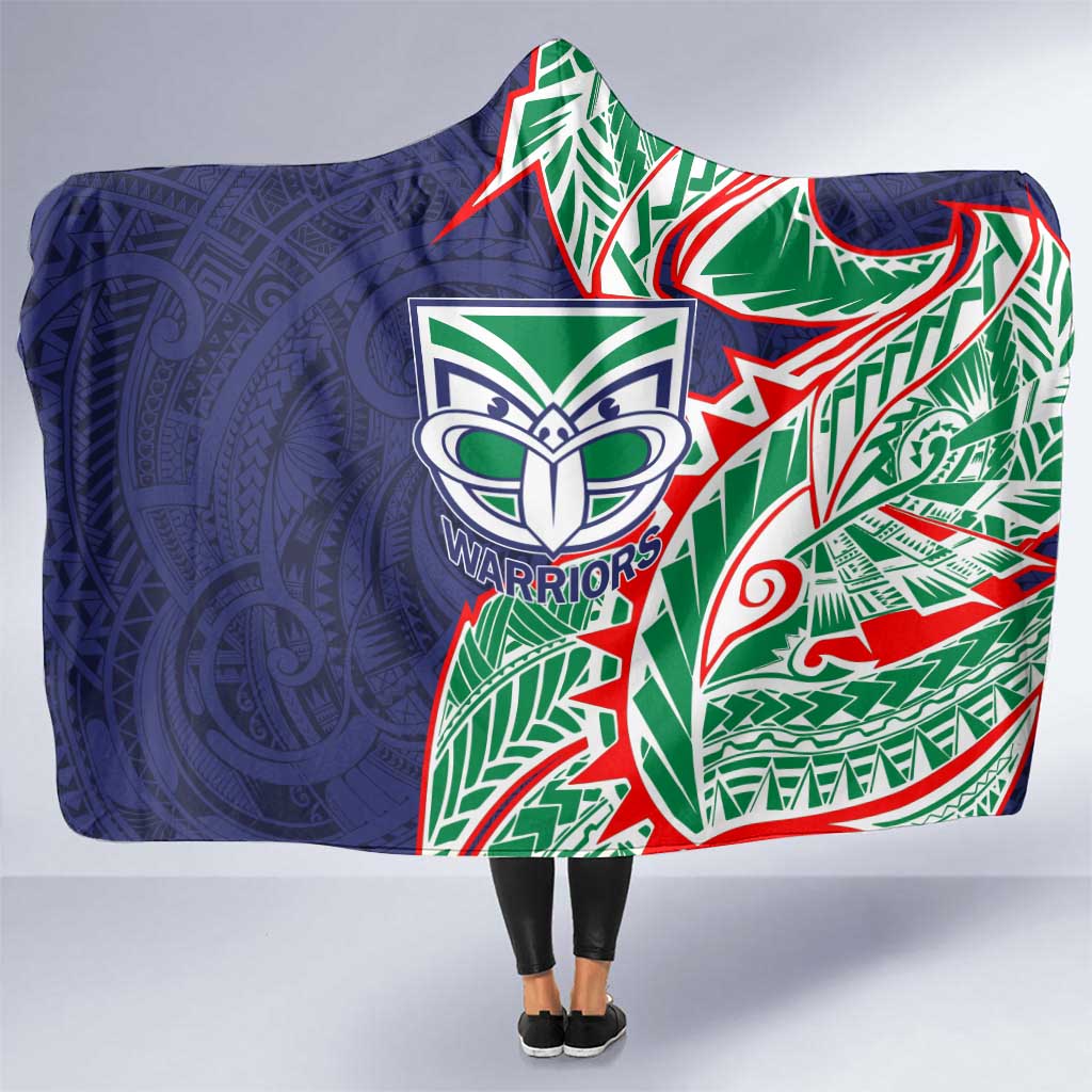 New Zealand Warriors Hooded Blanket Polynesian Tribal Tattoo Pacific Sport Art