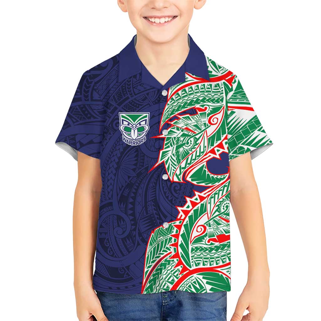 New Zealand Warriors Kid Hawaiian Shirt Polynesian Tribal Tattoo Pacific Sport Art