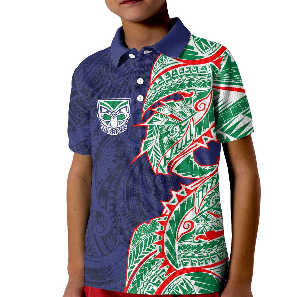 New Zealand Warriors Kid Polo Shirt Polynesian Tribal Tattoo Pacific Sport Art