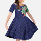 New Zealand Warriors Kid Short Sleeve Dress Polynesian Tribal Tattoo Pacific Sport Art