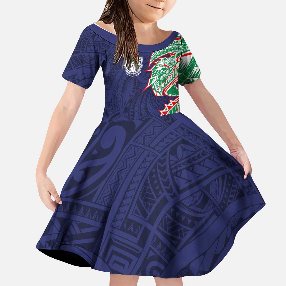 New Zealand Warriors Kid Short Sleeve Dress Polynesian Tribal Tattoo Pacific Sport Art