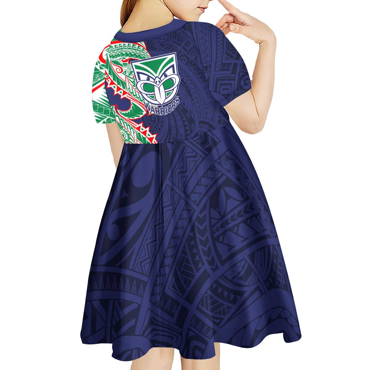 New Zealand Warriors Kid Short Sleeve Dress Polynesian Tribal Tattoo Pacific Sport Art