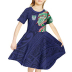 New Zealand Warriors Kid Short Sleeve Dress Polynesian Tribal Tattoo Pacific Sport Art