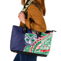 New Zealand Warriors Leather Tote Bag Polynesian Tribal Tattoo Pacific Sport Art