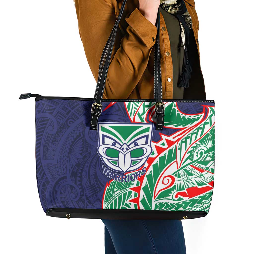 New Zealand Warriors Leather Tote Bag Polynesian Tribal Tattoo Pacific Sport Art
