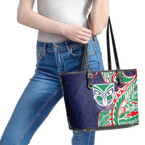 New Zealand Warriors Leather Tote Bag Polynesian Tribal Tattoo Pacific Sport Art