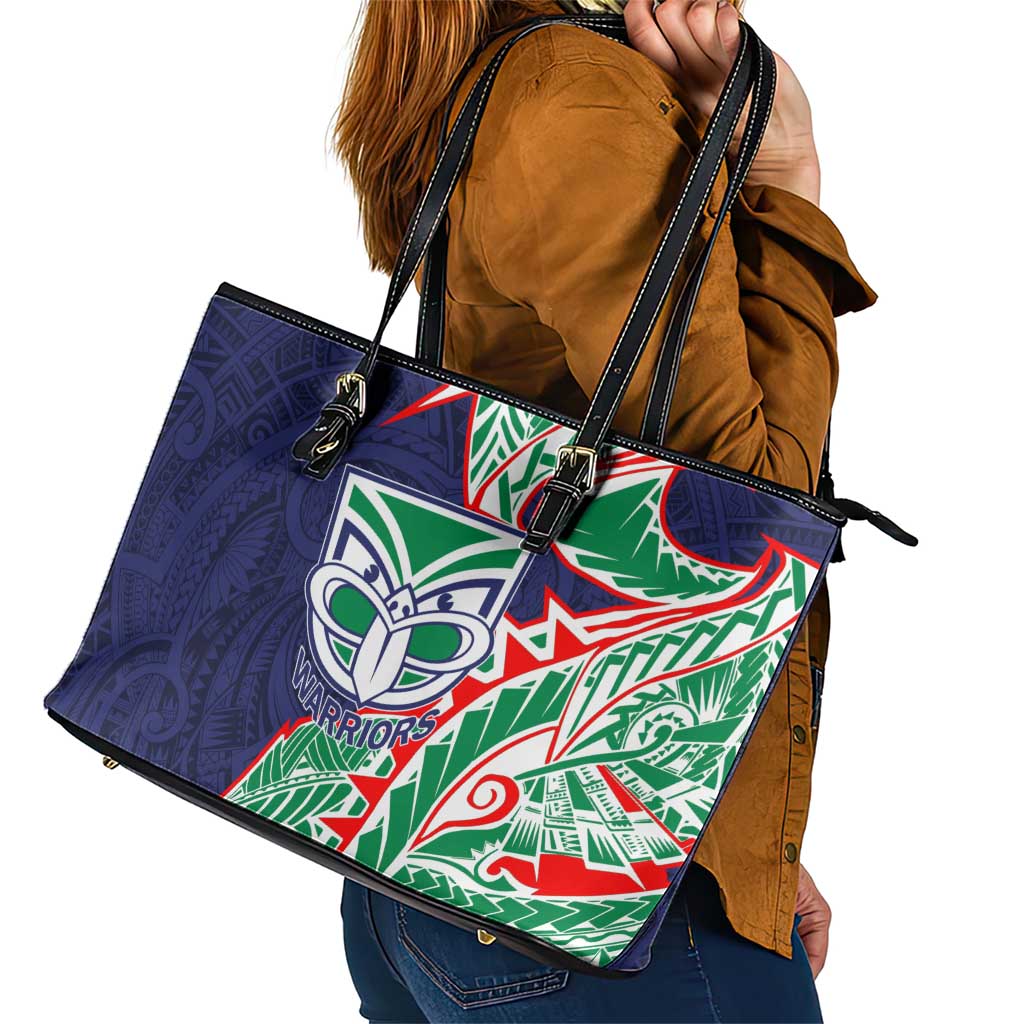 New Zealand Warriors Leather Tote Bag Polynesian Tribal Tattoo Pacific Sport Art