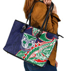 New Zealand Warriors Leather Tote Bag Polynesian Tribal Tattoo Pacific Sport Art
