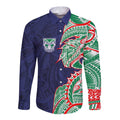 New Zealand Warriors Long Sleeve Button Shirt Polynesian Tribal Tattoo Pacific Sport Art