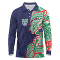 New Zealand Warriors Long Sleeve Polo Shirt Polynesian Tribal Tattoo Pacific Sport Art