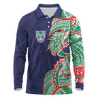 New Zealand Warriors Long Sleeve Polo Shirt Polynesian Tribal Tattoo Pacific Sport Art