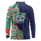 New Zealand Warriors Long Sleeve Polo Shirt Polynesian Tribal Tattoo Pacific Sport Art