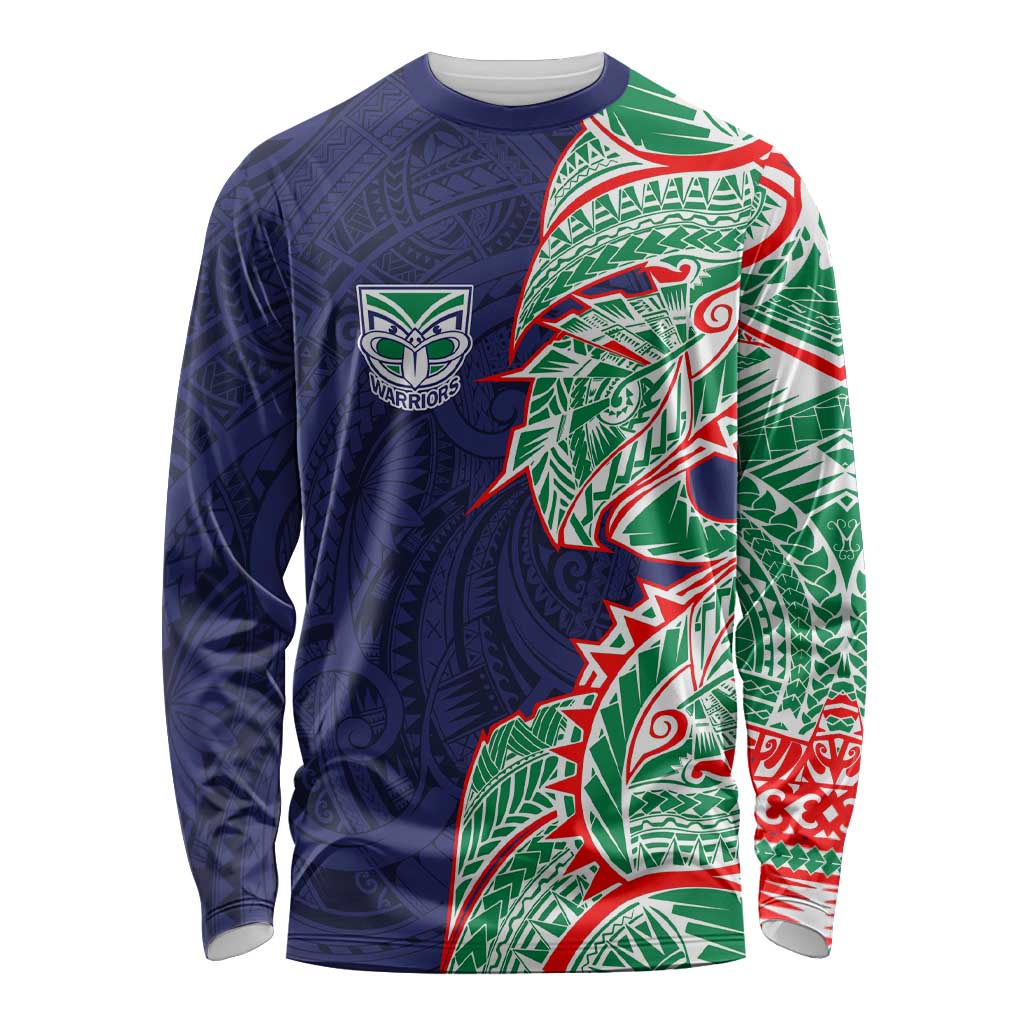 New Zealand Warriors Long Sleeve Shirt Polynesian Tribal Tattoo Pacific Sport Art